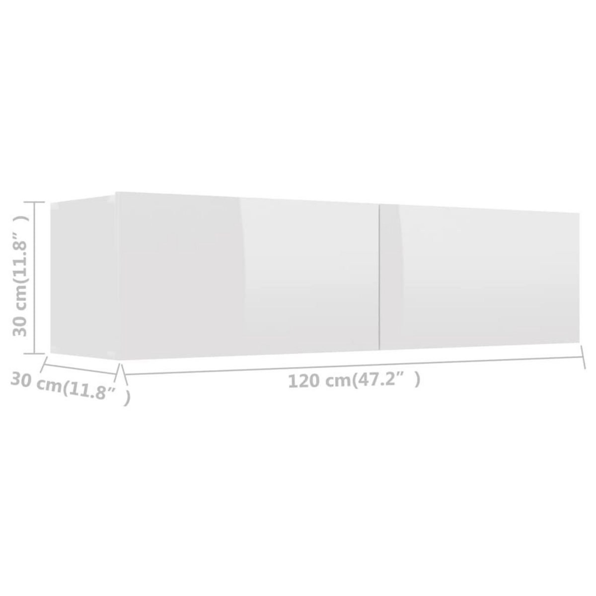 VIDAXL Meuble TV Blanc brillant 120x30x30 cm Bois d'ingenierie