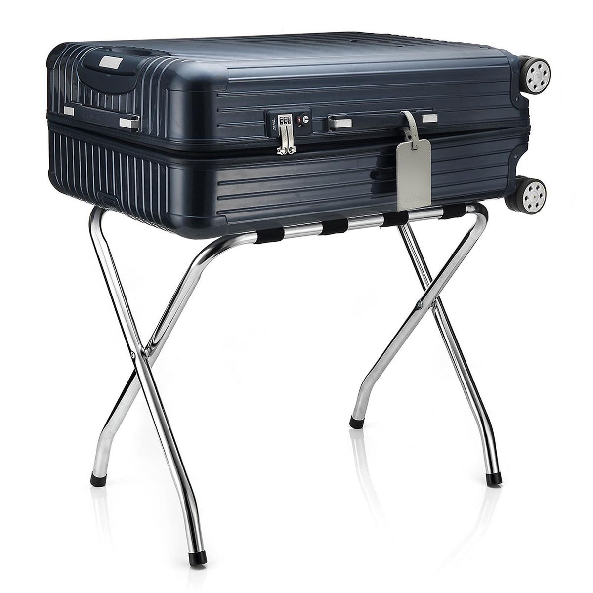 IDIMEX Porte-valise LUGGAGE, structure pliable en métal chromé