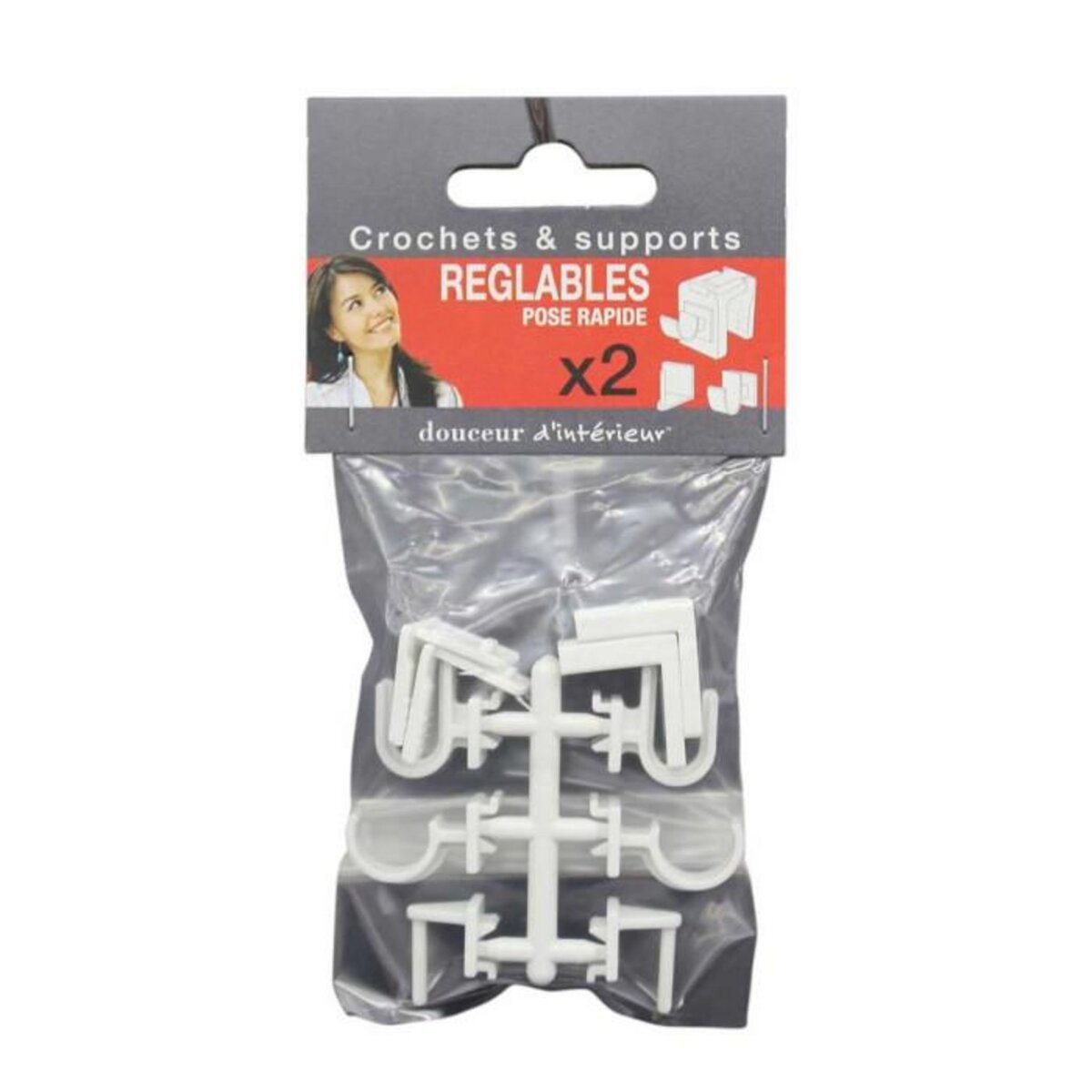 Paris Prix Lot de 2 Crochets & Supports  Réglables  15cm Blanc