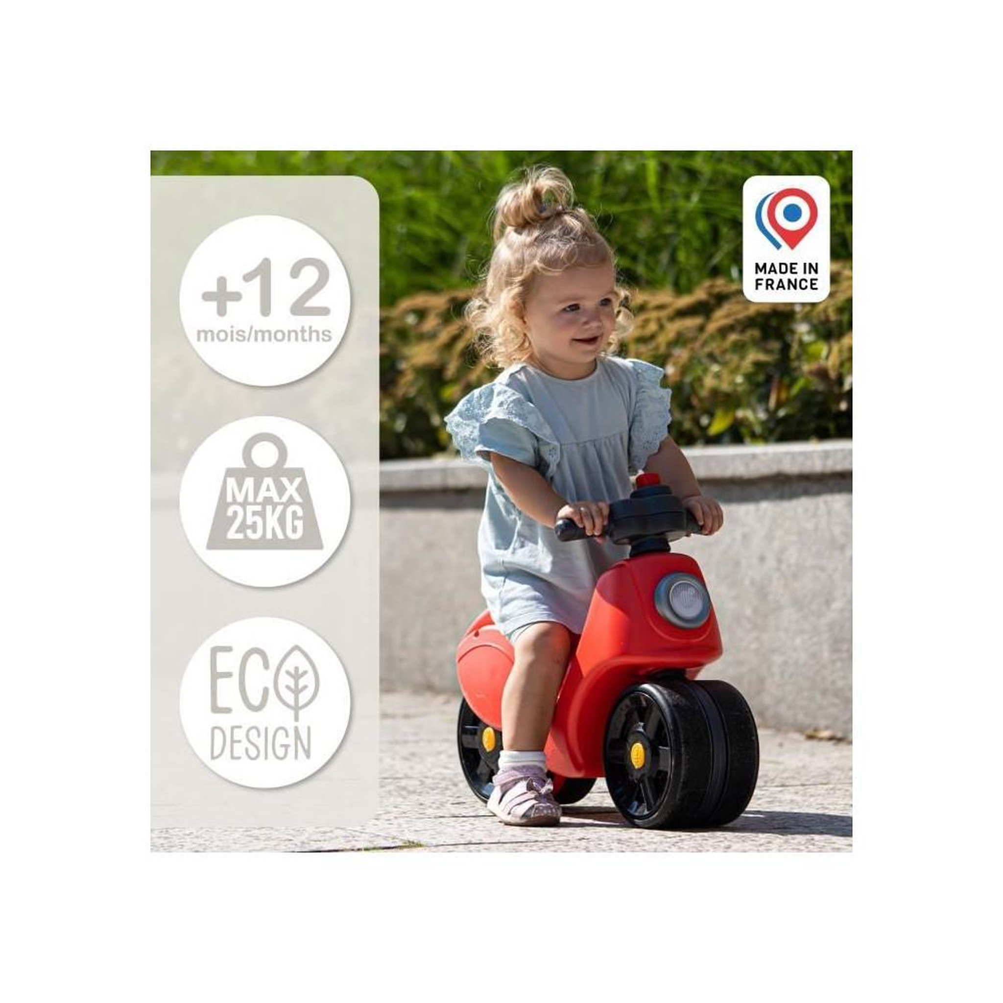 Voir la diapositive 4 : FALK Scooter Strada - FALK - Guidon directionnel avec klaxon - Larges roues sécurisantes - Rouge - 100% Fabriqué en France - Des 12