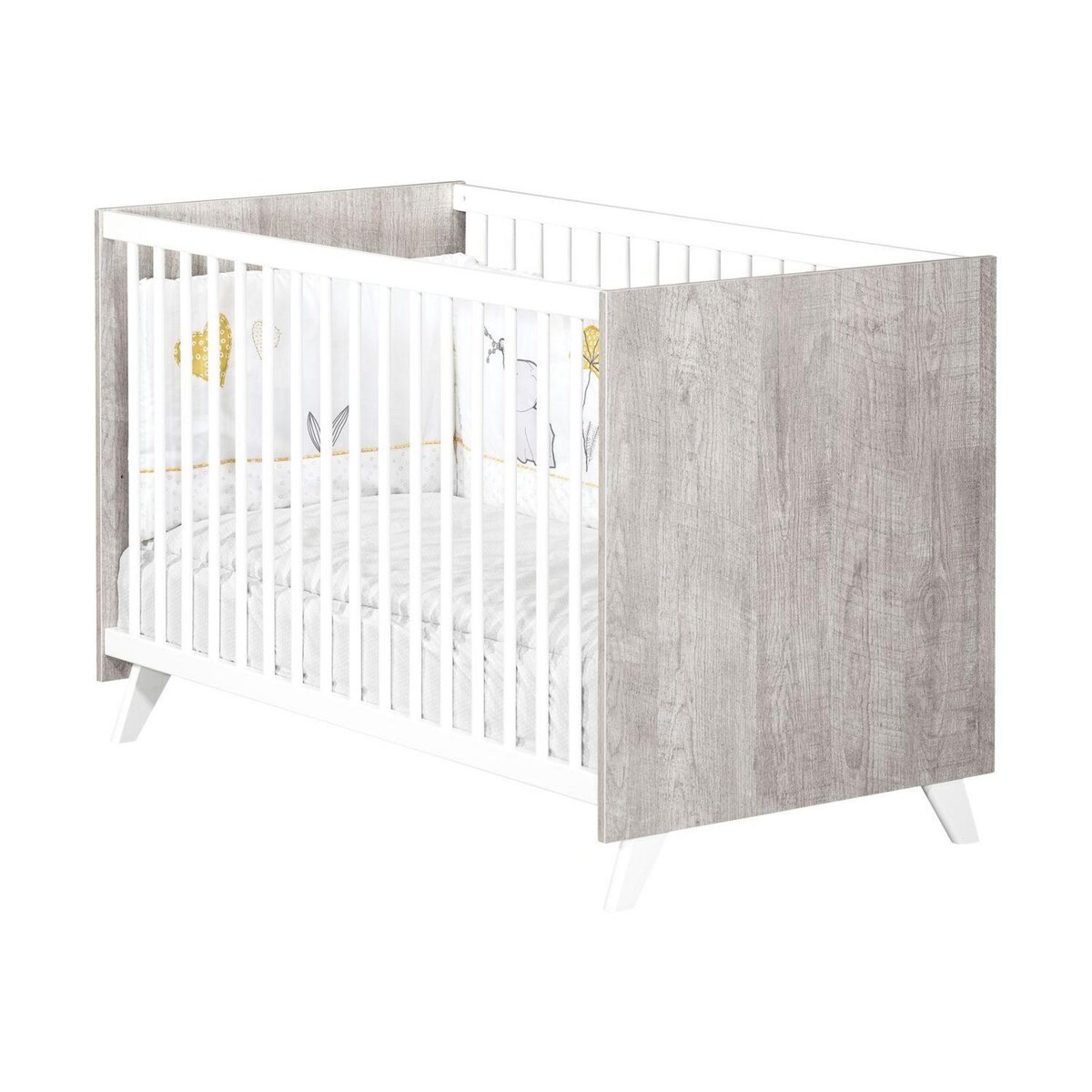 BABY PRICE  Lit bébé sommier réglable  60x120cm SCANDI coloris gris 