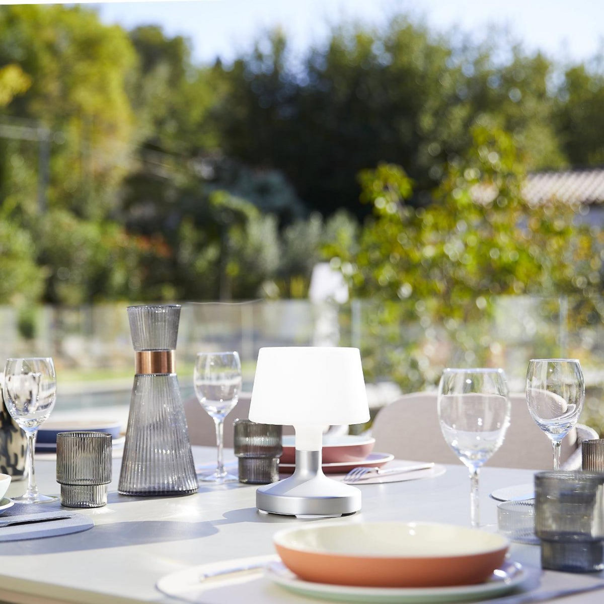 Lumisky Lampe de table touch LED HELEN Argent Polyéthylène H21CM