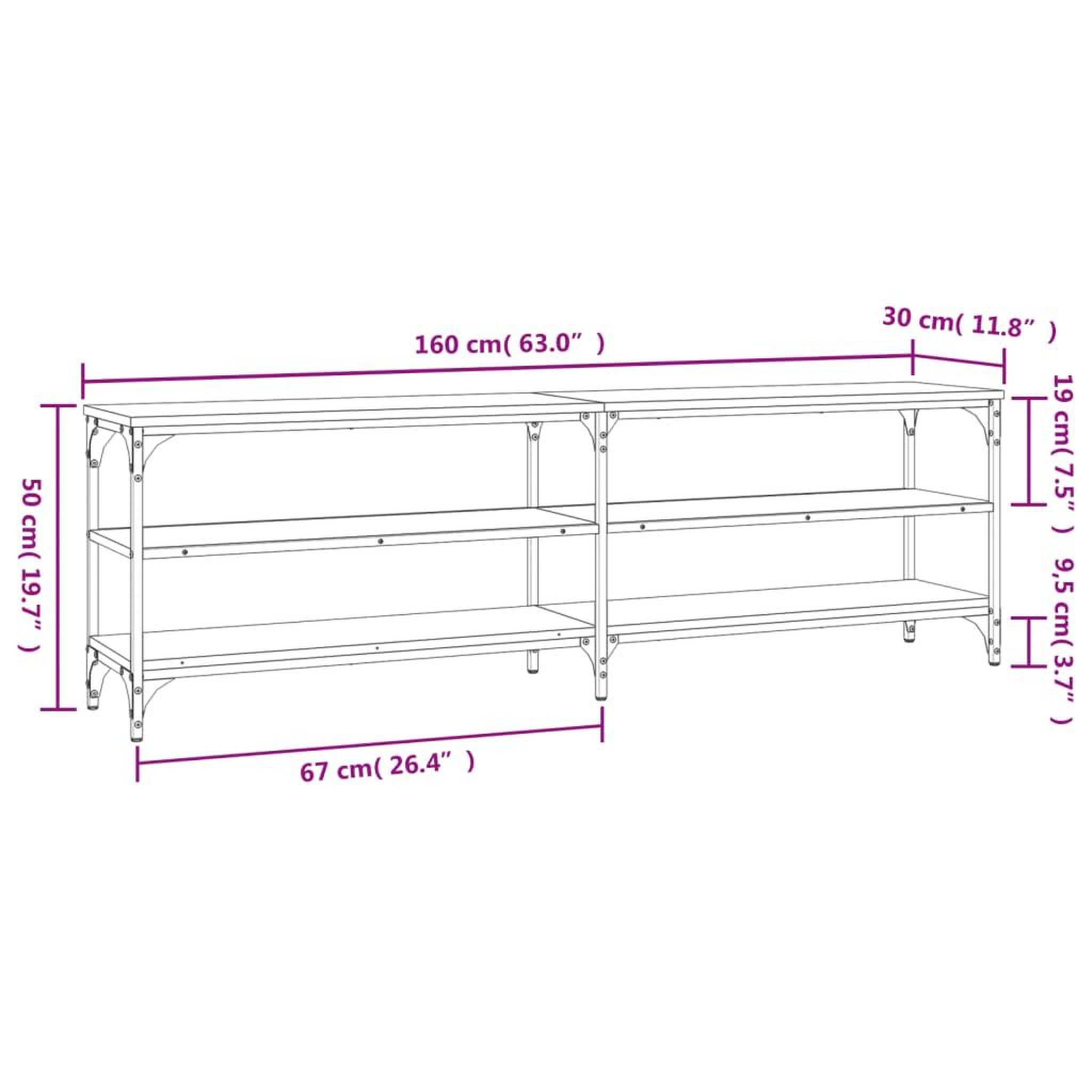 Voir la diapositive 6 : VIDAXL Meuble TV chene fume 160x30x50 cm bois d'ingenierie