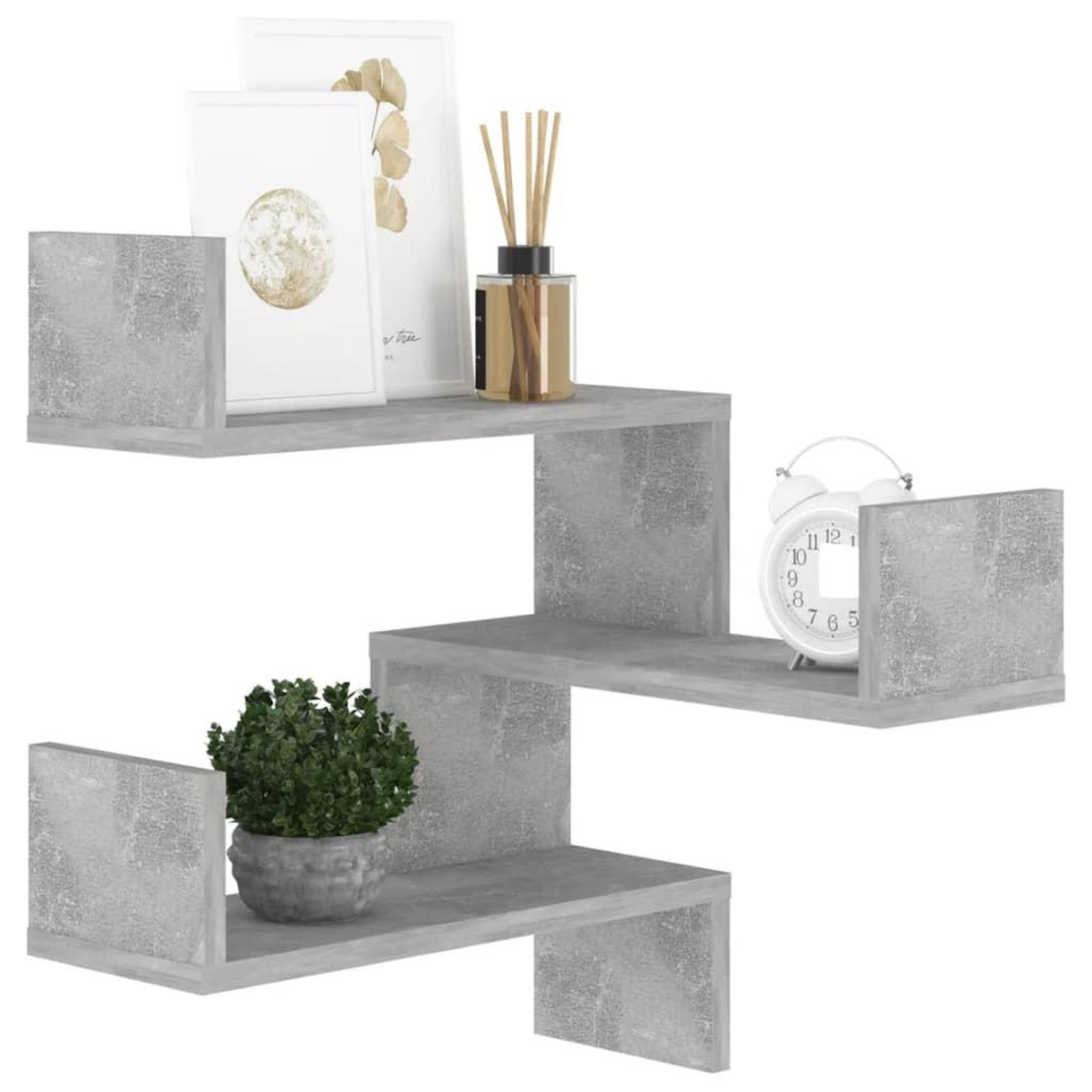 Voir la diapositive 4 : VIDAXL Etagere murale d'angle Gris beton 40x40x50 cm Bois d'ingenierie