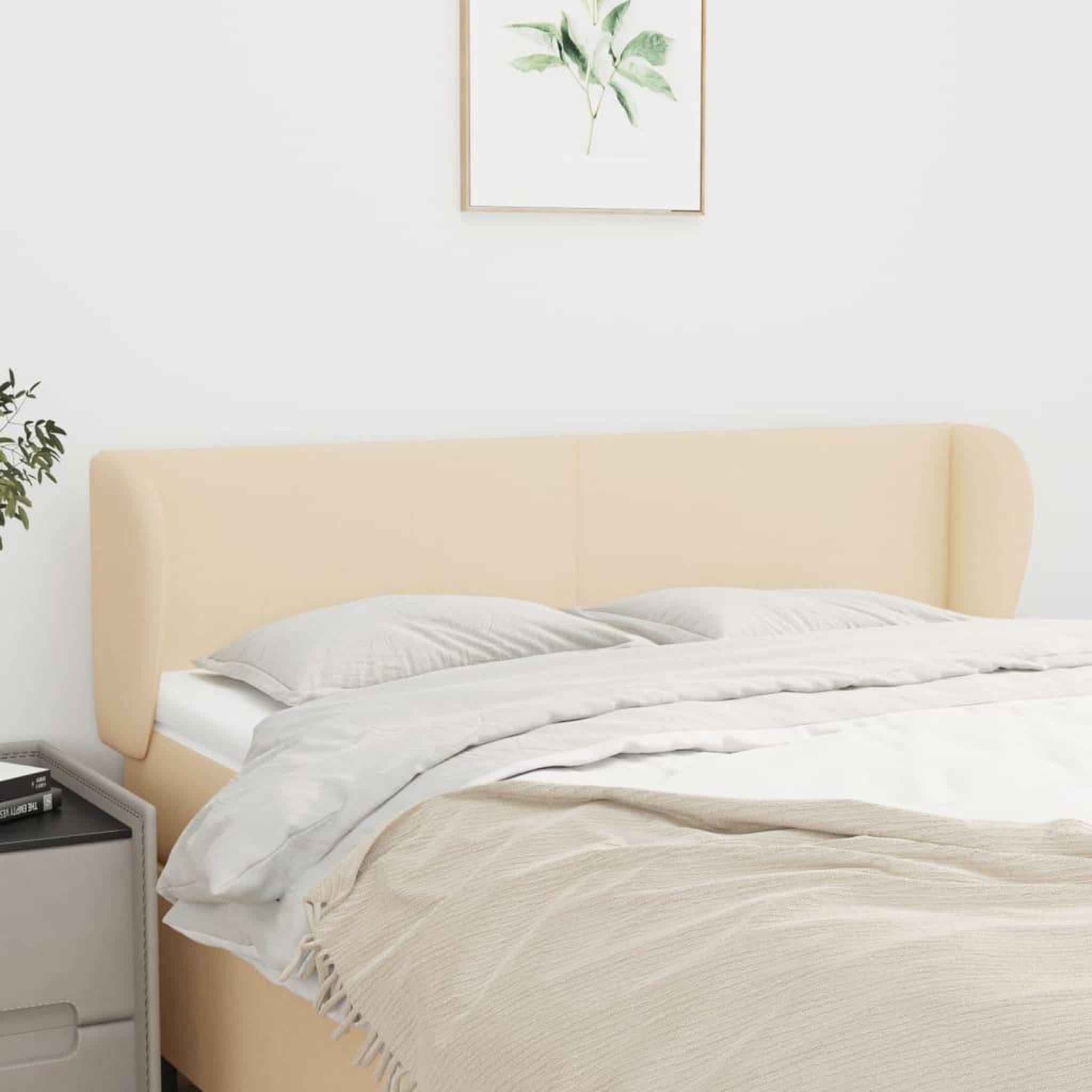 Voir la diapositive 1 : VIDAXL Tete de lit avec oreilles Creme 147x23x78/88 cm Tissu