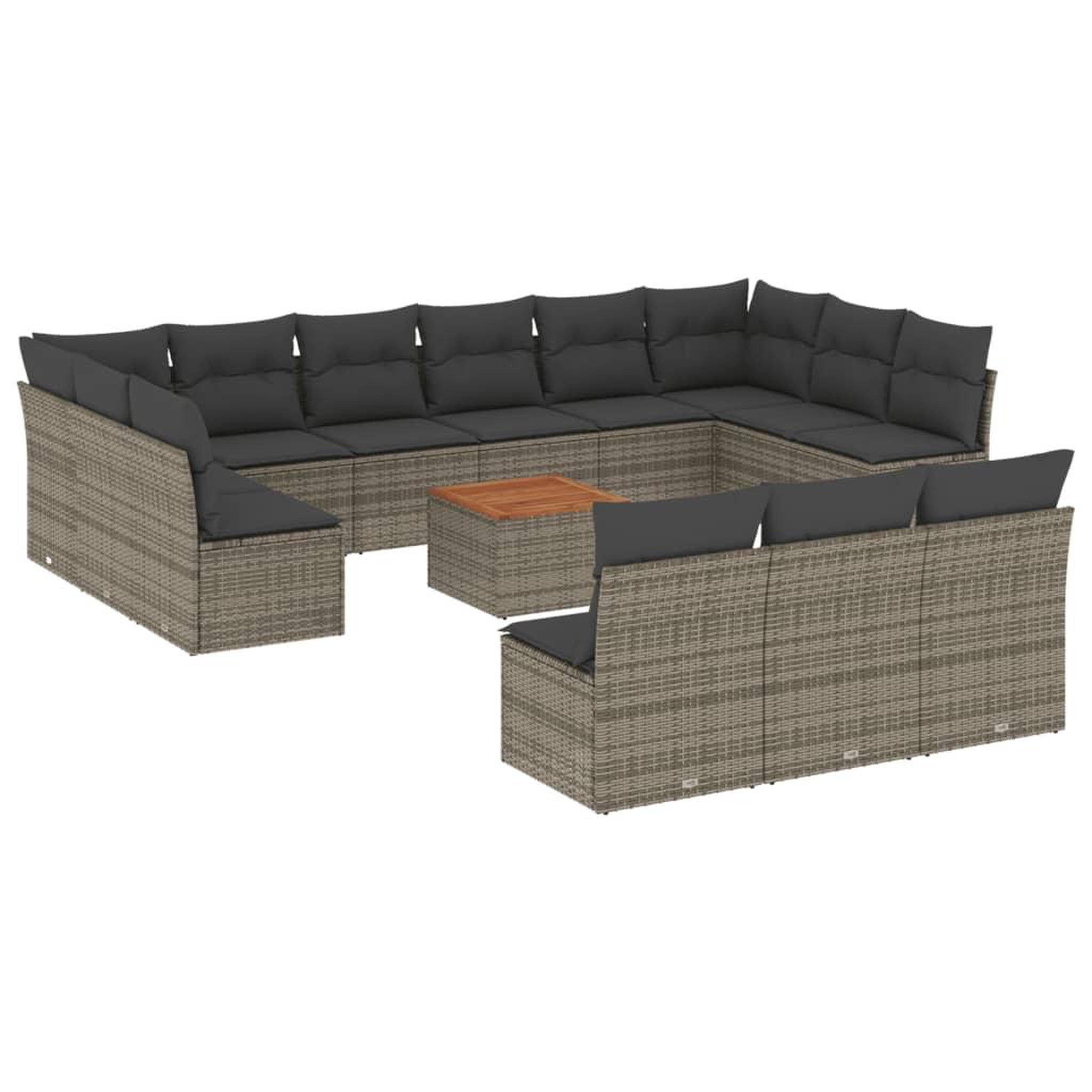Voir la diapositive 2 : VIDAXL Salon de jardin avec coussins 14 pcs gris resine tressee