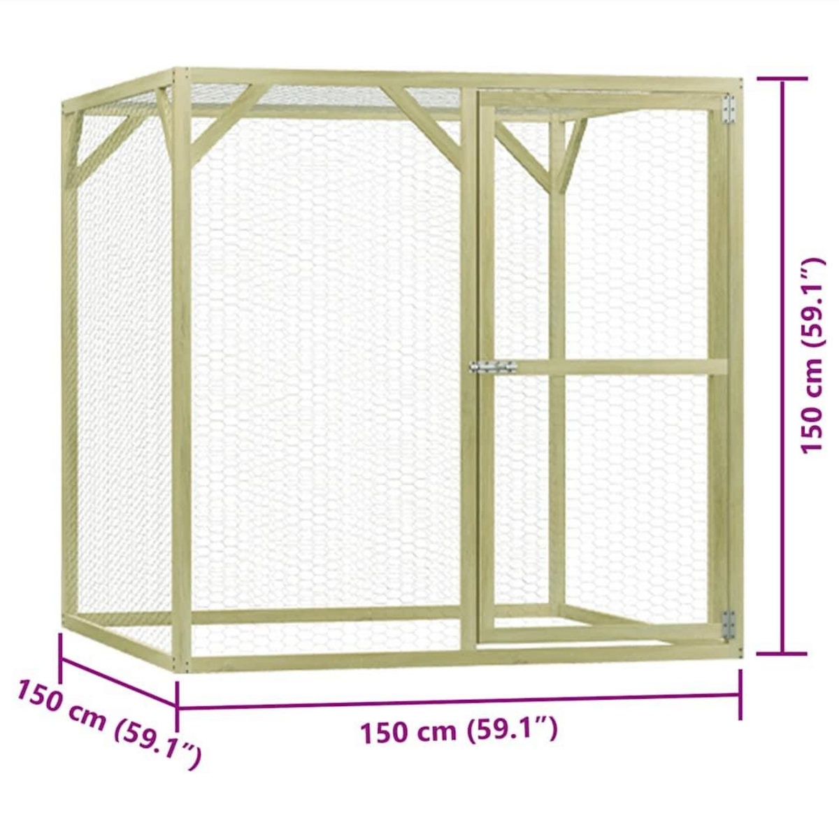 VIDAXL Poulailler 1,5x1,5x1,5 m Pinede impregnee