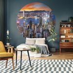 WallArt WallArt Papier peint cercle Skyline by Night 190 cm