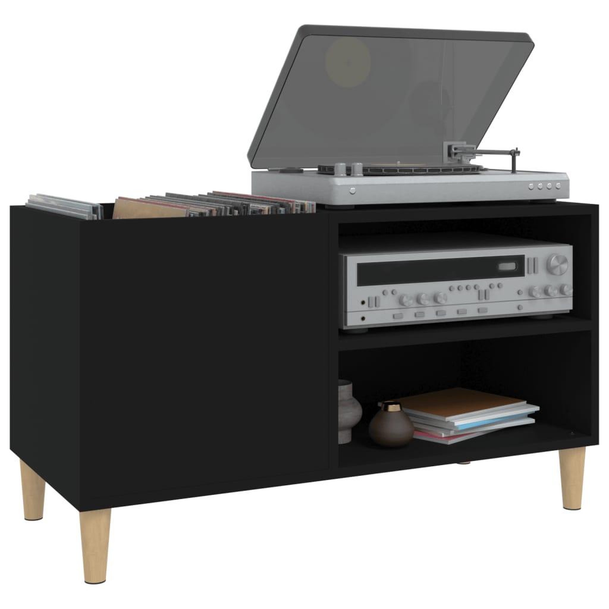 Voir la diapositive 4 : VIDAXL Armoire a disques noir 84,5x38x48 cm bois d'ingenierie