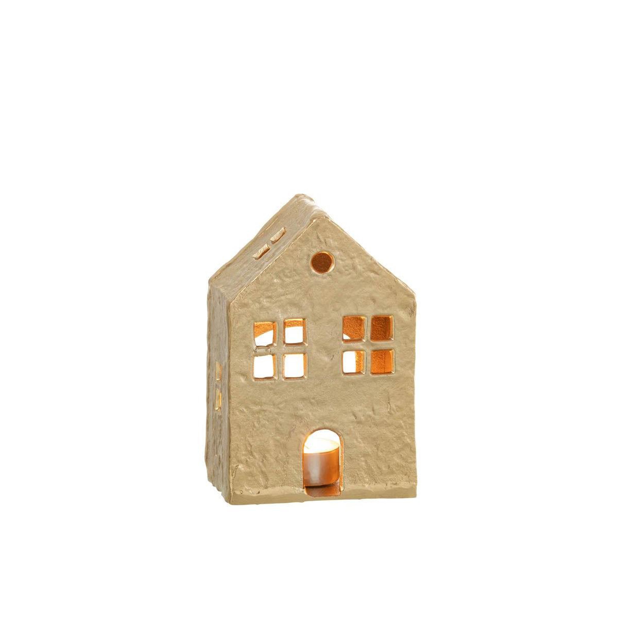 Voir la diapositive 3 : J-LINE Bougeoir déco 1 bougie  maison  19cm or