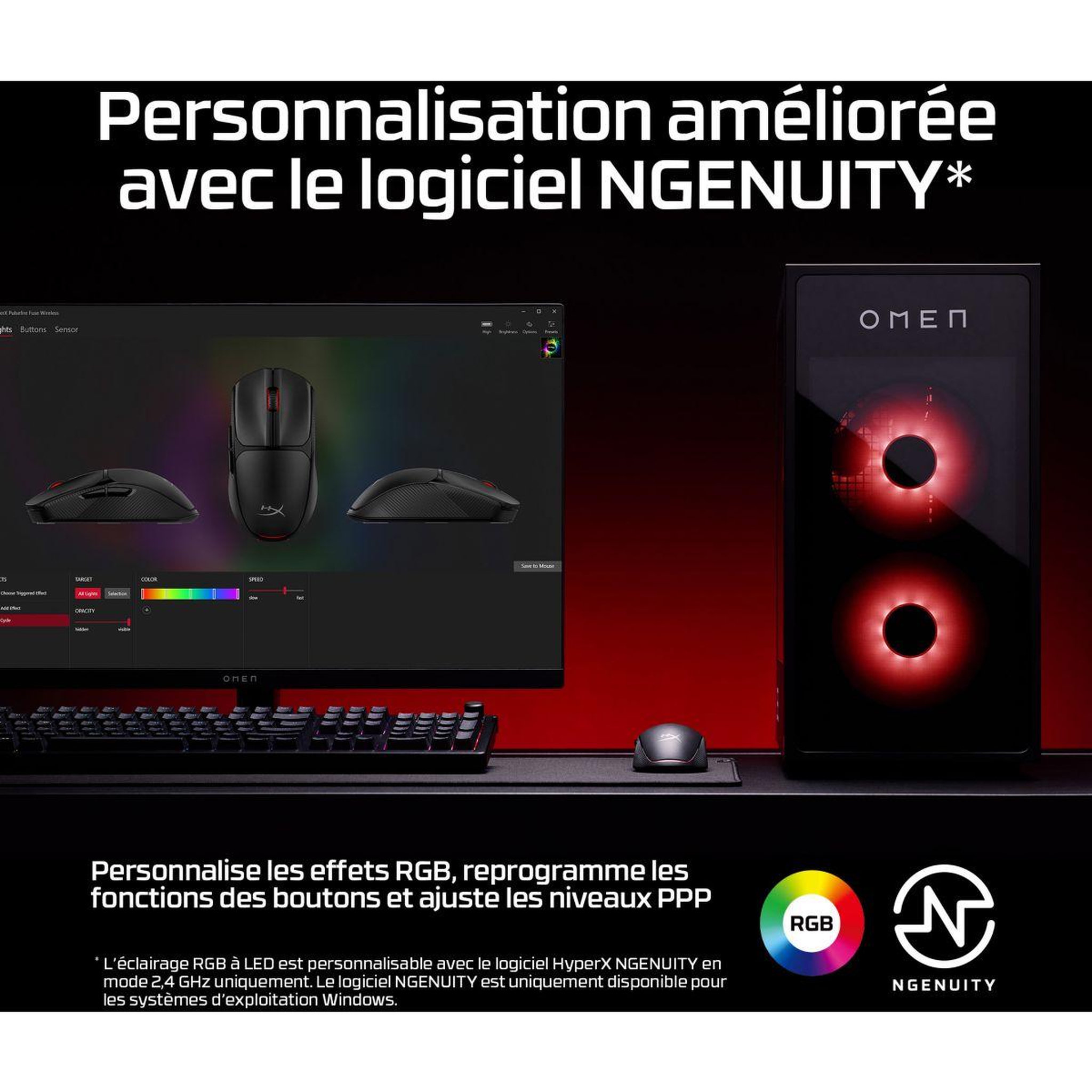 Voir la diapositive 2 : HyperX Souris gamer sans fil pulsefire fuse
