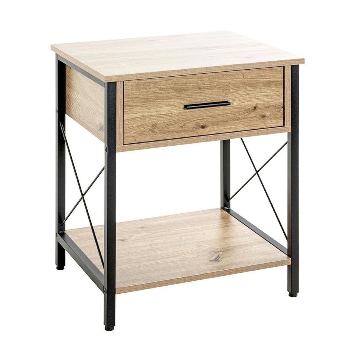 Paris Prix Table de Chevet 1 Tiroir  Jodi  60cm Naturel & Noir