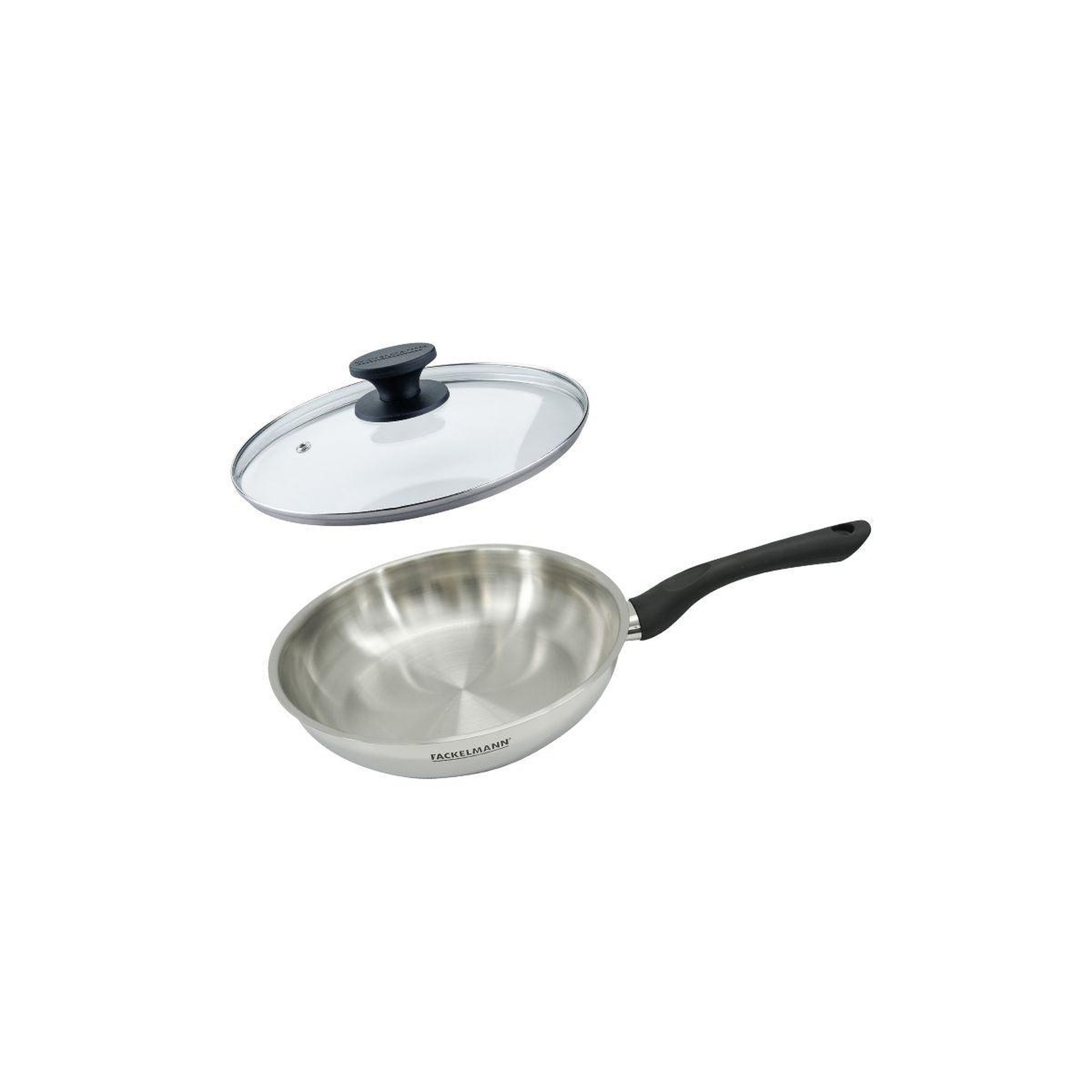Fackelmann Set poêle 24 cm en inox et couvercle verre fackelmann geneva