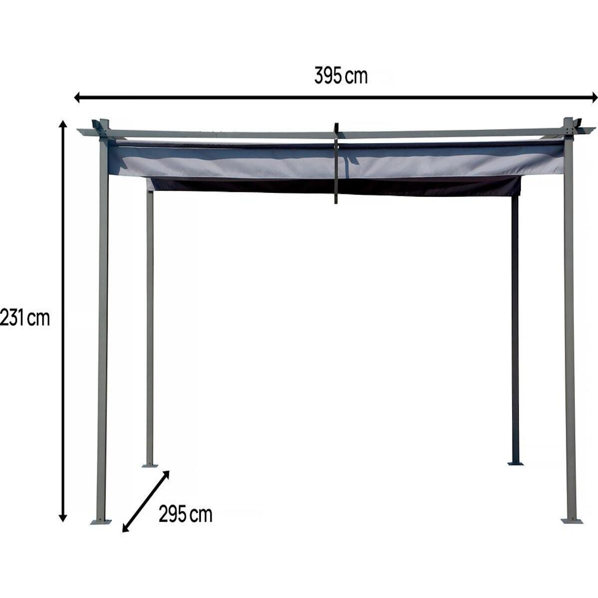 Habitat et Jardin Pergola avec toit rétractable - 3 x 4 m - Gris
