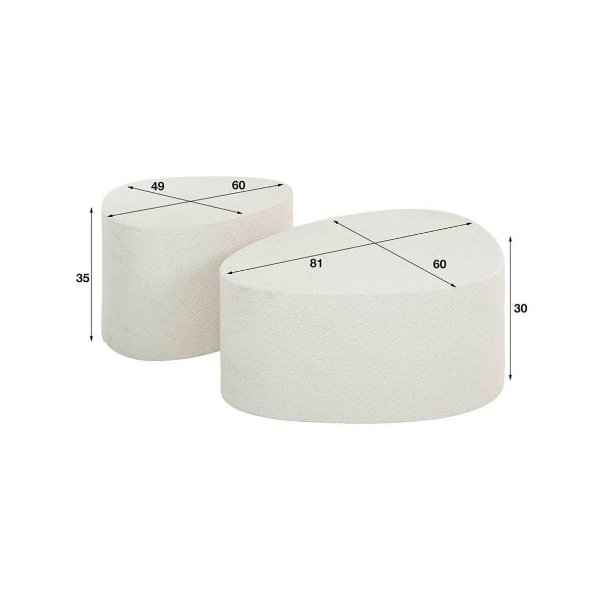 LISA DESIGN Mahara - lot de 2 tables basses - finition en marbre composite blanc - 81 et 49 cm