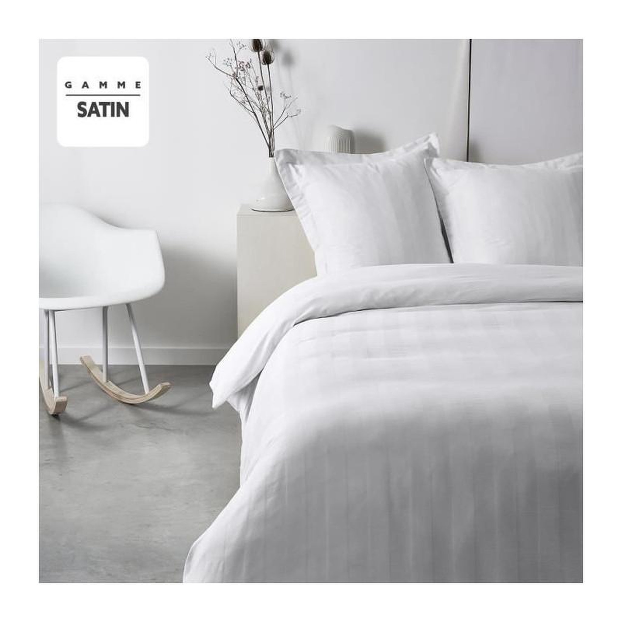 Voir la diapositive 2 : Today Parrure de lit TODAY Prestige - 220 x 240 cm - 2 personnes - 100% Satin de coton - Craie