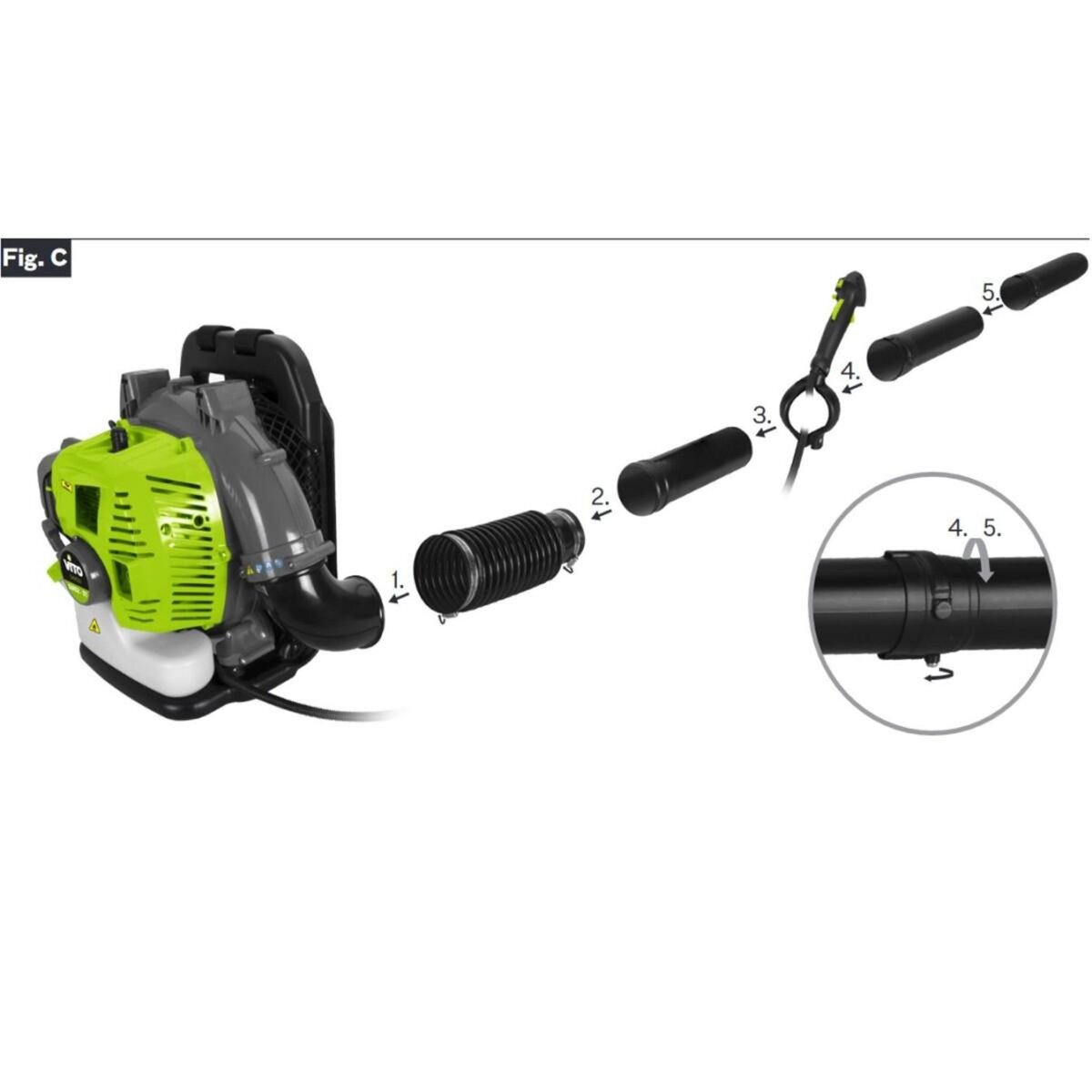 VITO Garden Souffleur à Moteur thermique 52Cm3 2CV Bretelles dorsales réglables VITO