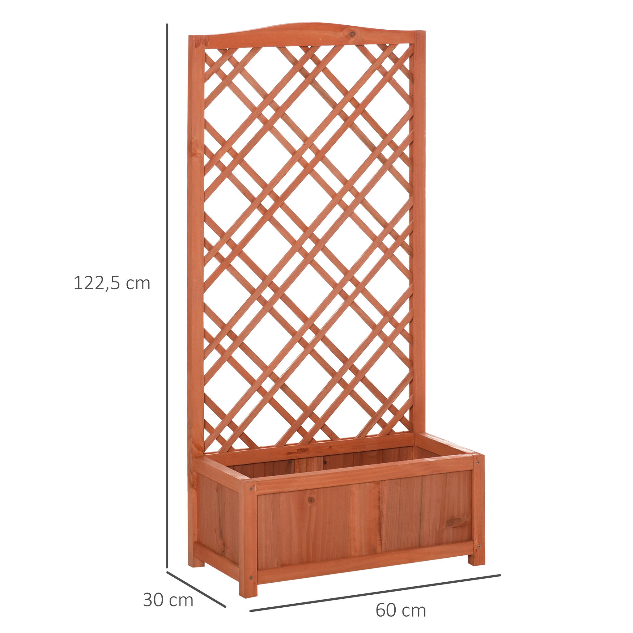Voir la diapositive 3 : OUTSUNNY Jardinière avec treillis - bac à fleurs - jardinière sur pied - dim. 60L x 30l x 122H cm bois sapin pré-huilé