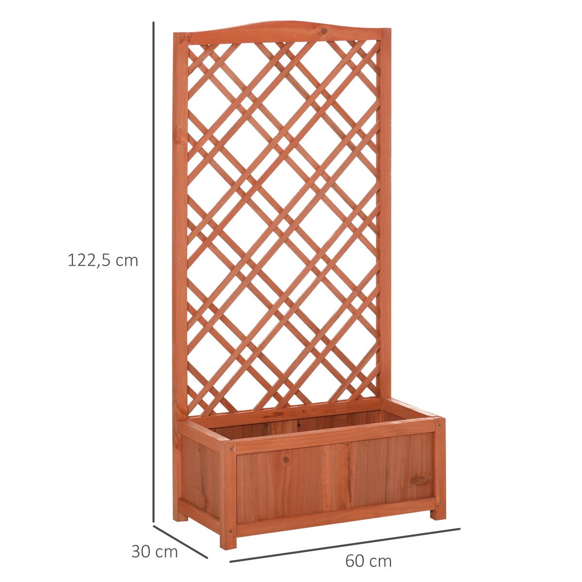 OUTSUNNY Jardinière avec treillis - bac à fleurs - jardinière sur pied - dim. 60L x 30l x 122H cm bois sapin pré-huilé