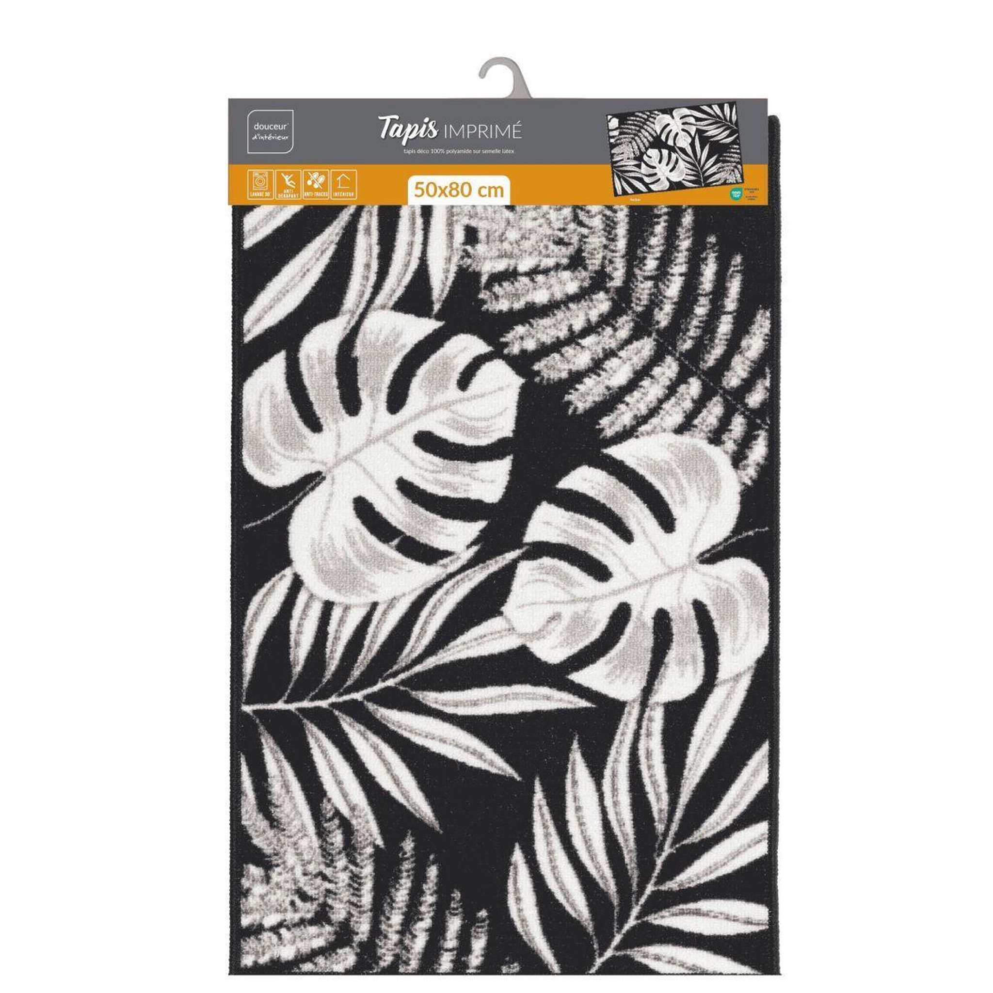 Voir la diapositive 5 : Douceur d'Intérieur Tapis imprimé  amber  50x80cm noir