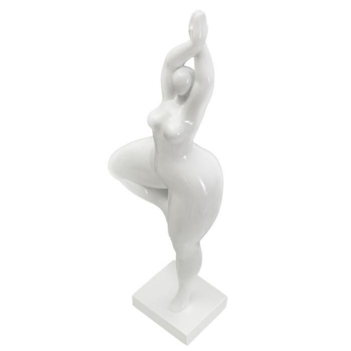 Paris Prix Statuette Femme Debout en Résine  Yoga  45cm Blanc