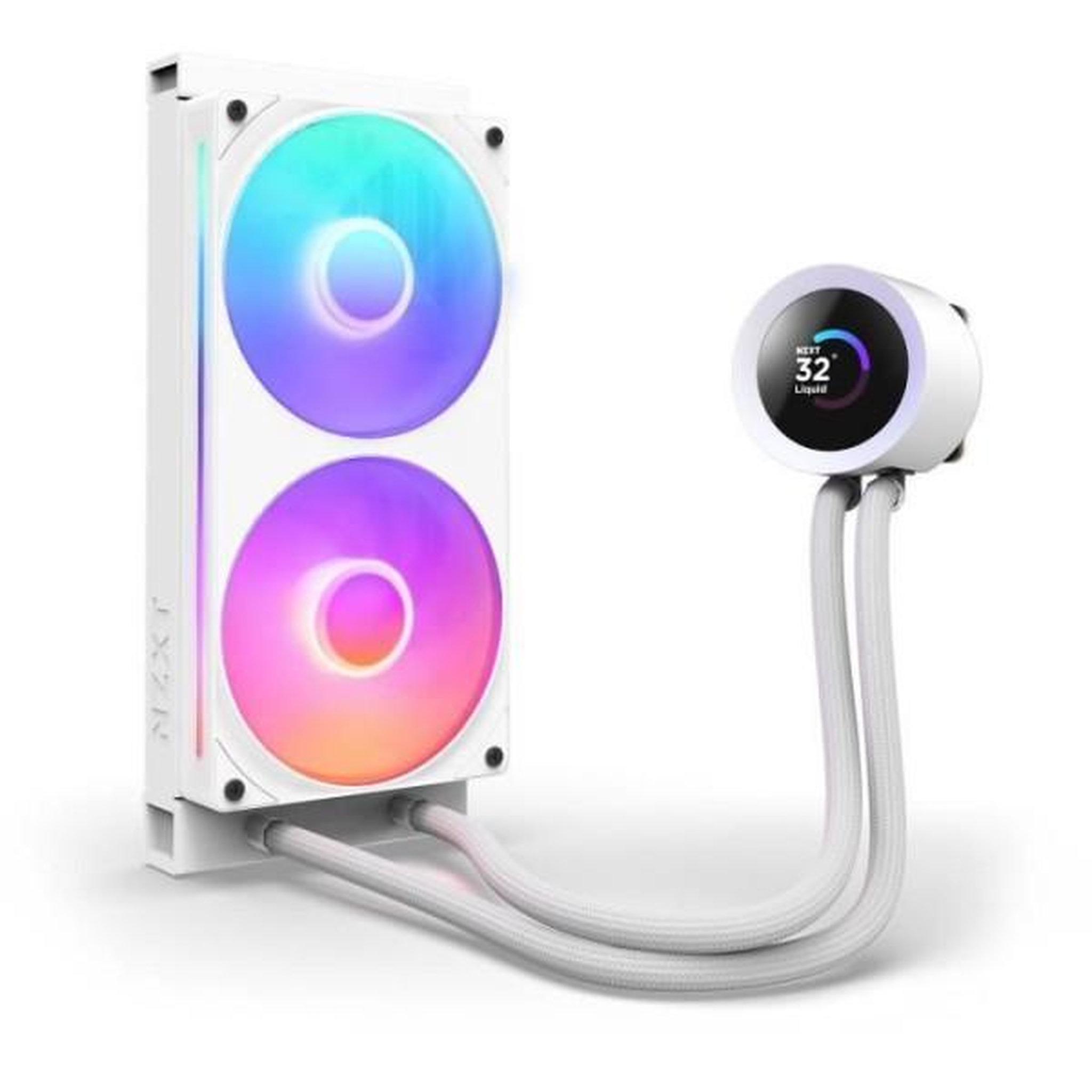 Voir la diapositive 3 : NZXT Watercooling - nzxt - rl-kr240-w2 - kraken plus 240 rgb - écran carré 1.54 personnalisable et ventilateurs rgb - blanc