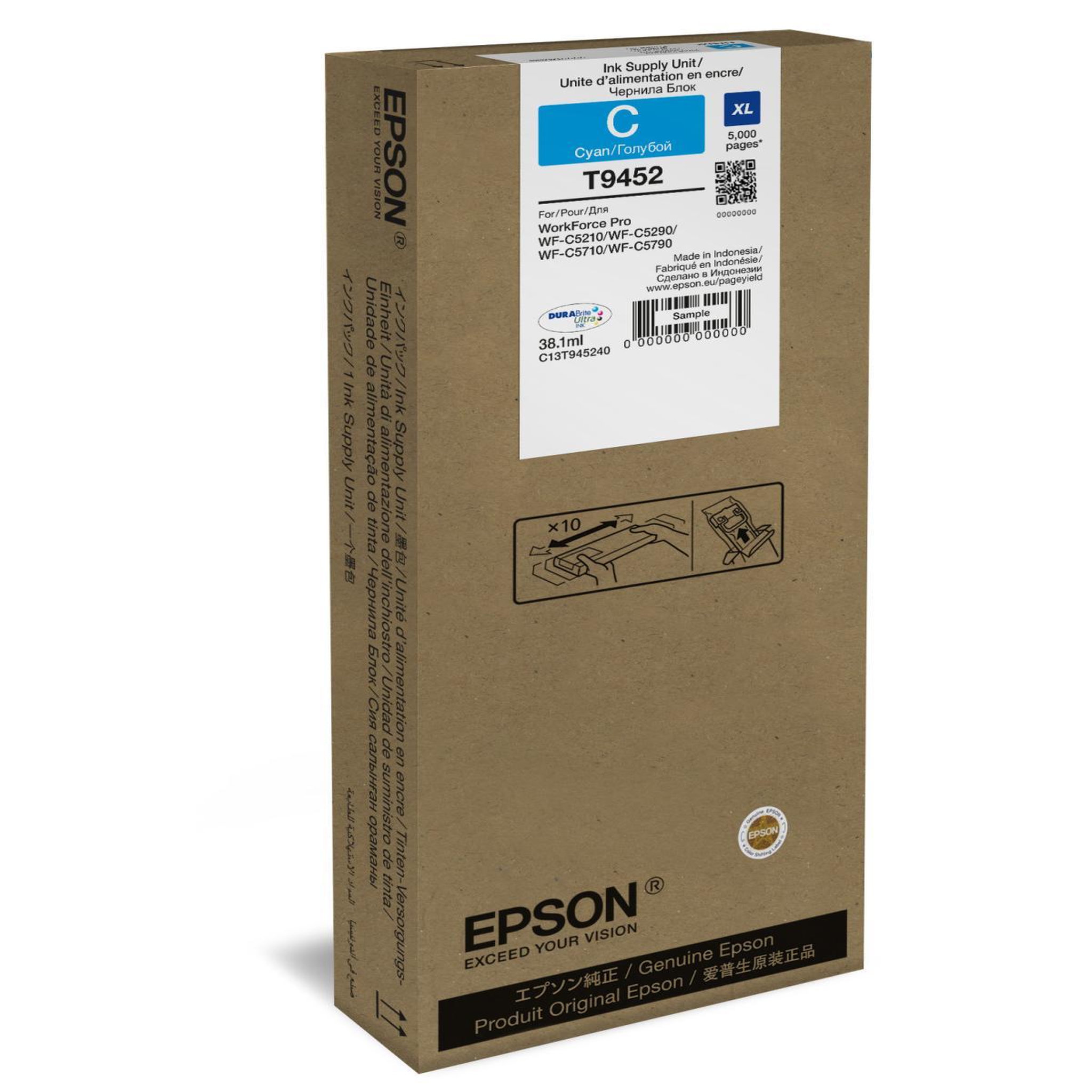 Voir la diapositive 3 : Epson Cartouche d'encre Epson T9452 - 38,1 ml - XL - cyan - originale