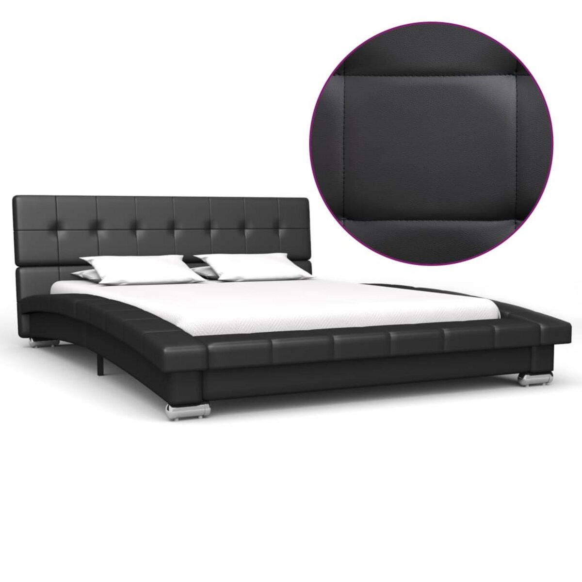 VIDAXL Cadre de lit Noir Similicuir 200 x 120 cm