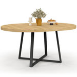 ID MARKET Table à manger extensible ronde SELMA 4-8 personnes bois et noir 110-150 cm