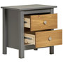 Voir la diapositive 2 : VS VENTA-STOCK Table Chevet Bonnie Gris 2 Tiroirs, Fabriqué en Bois de pin Massif