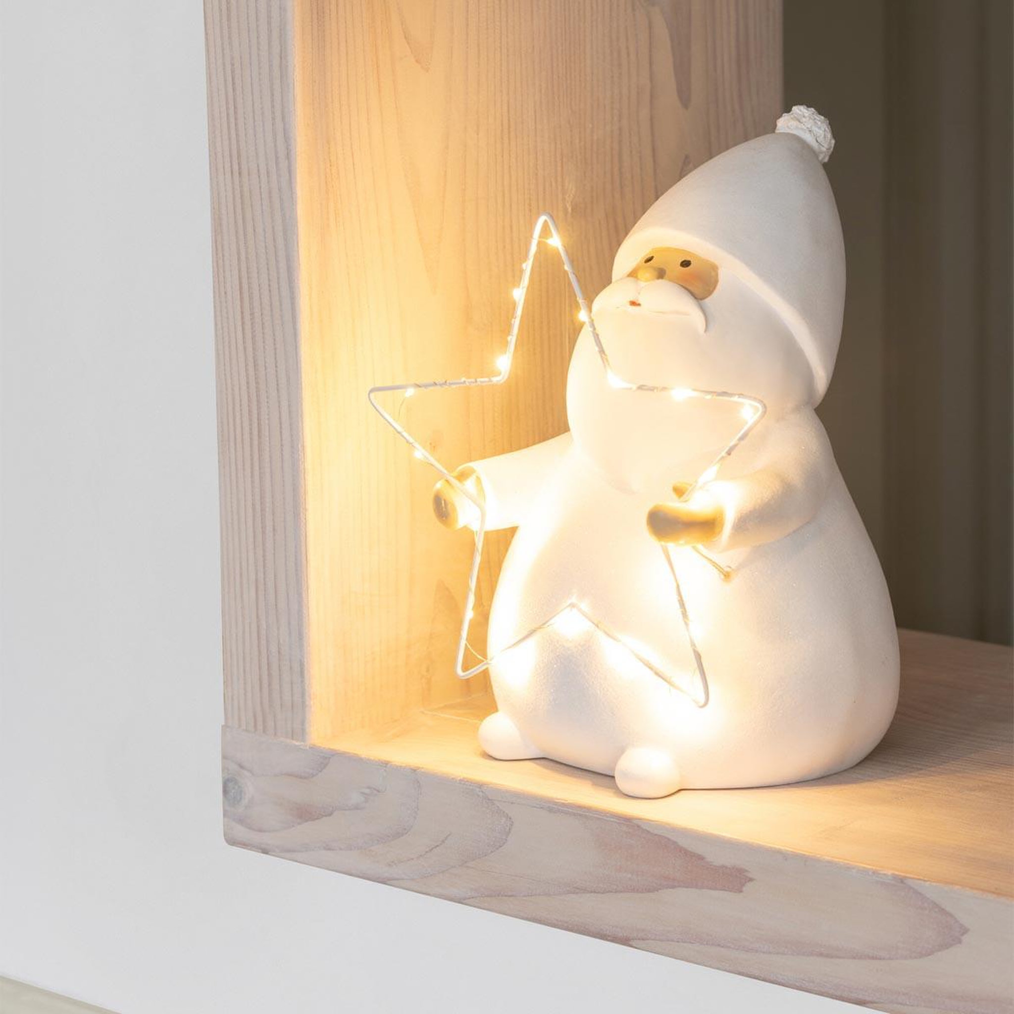 Voir la diapositive 5 : J-LINE Père-noël à led  étoile  46cm blanc