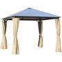 Voir la diapositive 1 : OUTSUNNY Pavillon de jardin tonnelle toit rigide polycarbonate dim. 2,94L x 2,94l x 2,67H m 4 parois latérales anti-UV moustiquaires structure aluminium beige