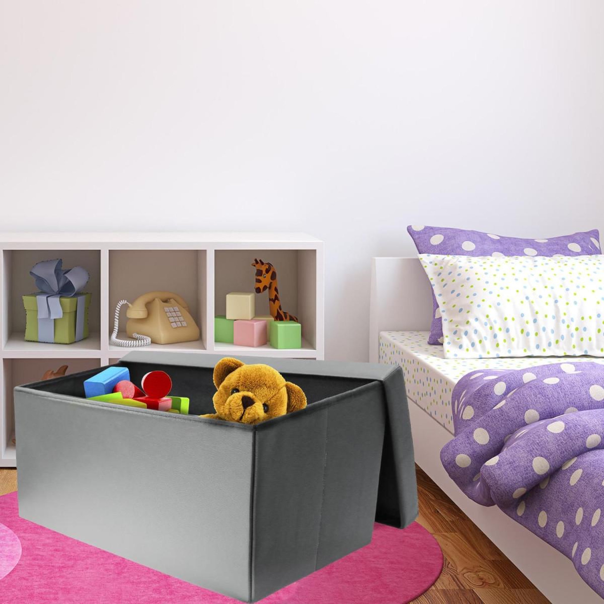 Voir la diapositive 3 : The Home Deco Factory Banquette coffre pliable design  alana  76cm gris