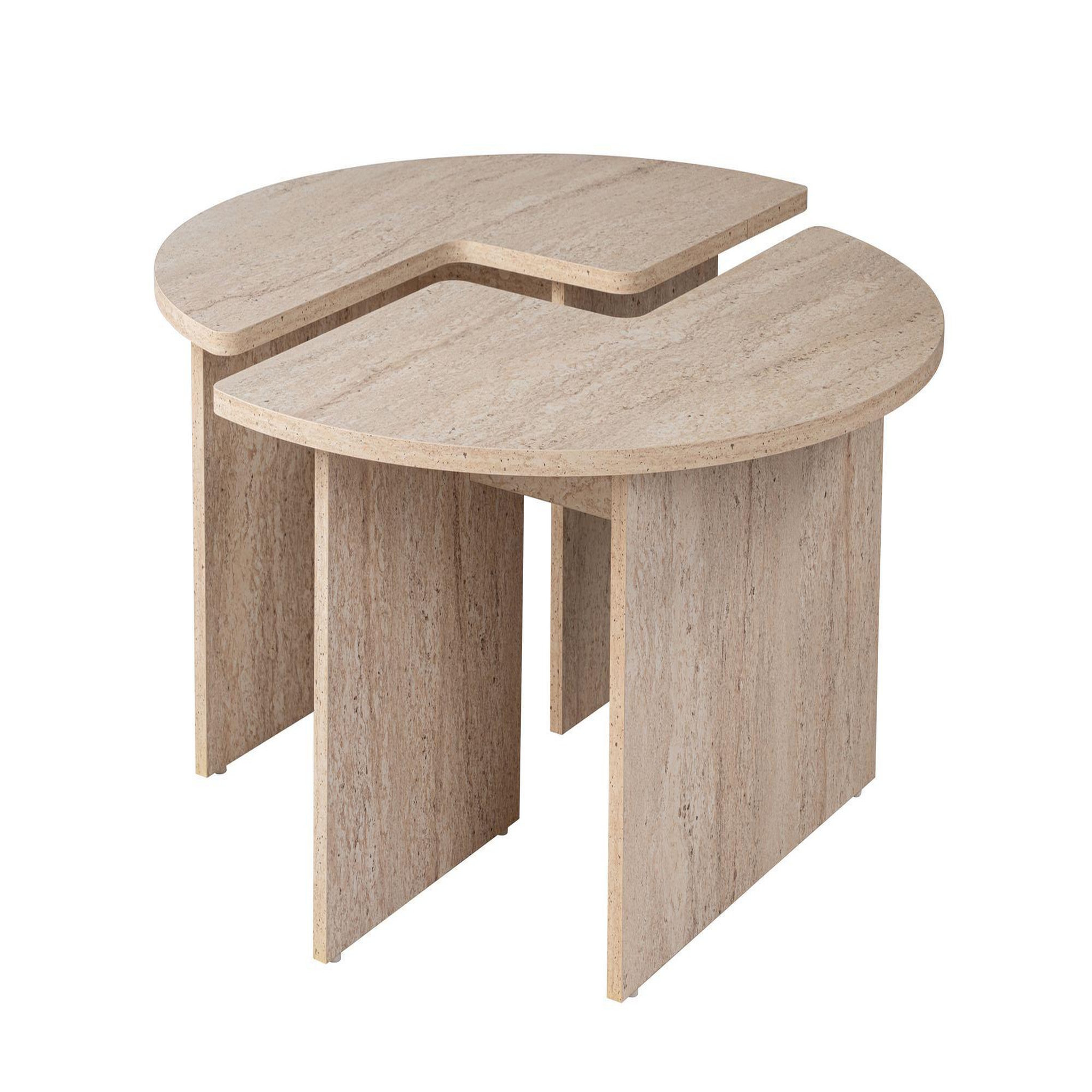 Habitat et Jardin Table basse en bois  moira  - 90 x 90 x 41 cm - travertin