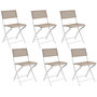 Voir la diapositive 3 : ID MARKET Lot de 6 chaises de jardin pliantes BASTIA métal et textilène blanc et beige