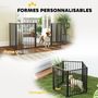 Voir la diapositive 4 : PAWHUT Parc enclos chien modulable pliable - porte verrouillable, 5 panneaux - acier noir