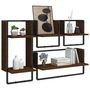 Voir la diapositive 3 : VIDAXL Ensemble d'etageres murales avec barres 4 pcs chene marron