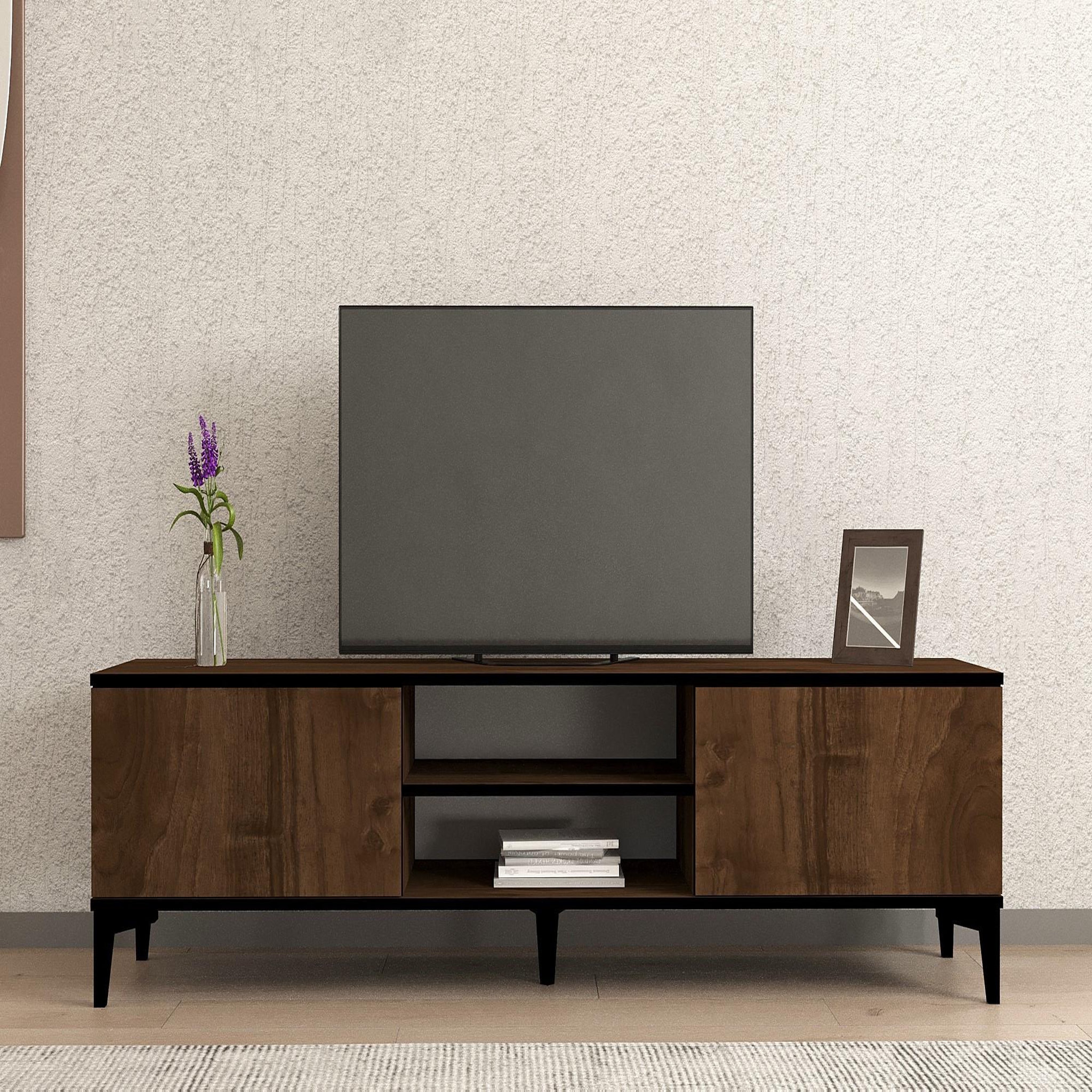 Voir la diapositive 4 : Habitat et Jardin Meuble tv en bois  erem  - 180 x 40 x 45 cm - noyernoir