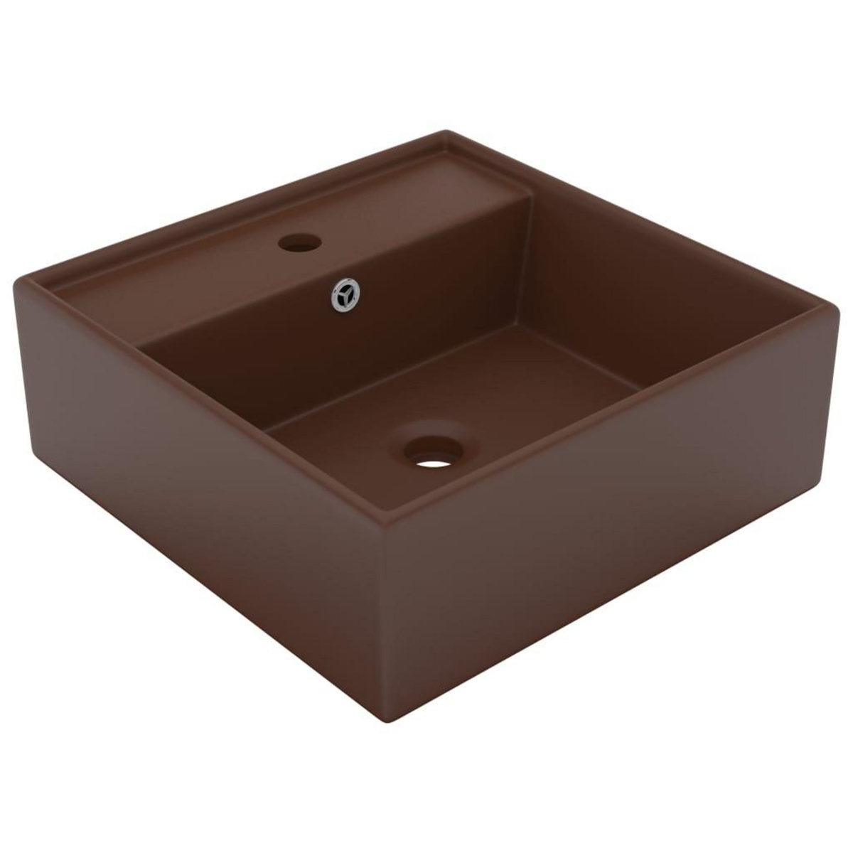 VIDAXL Lavabo carre a trop-plein Marron fonce mat 41x41 cm Ceramique