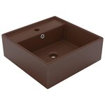 VIDAXL Lavabo carre a trop-plein Marron fonce mat 41x41 cm Ceramique