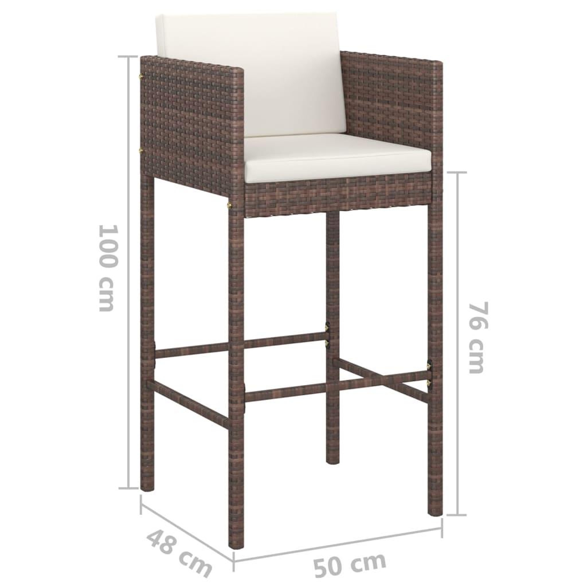 Voir la diapositive 6 : VIDAXL Ensemble bar de jardin 5 pcs et coussins Resine tressee Marron