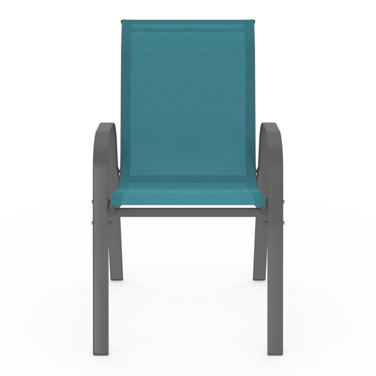 ID MARKET Lot de 6 chaises de jardin LYMA métal et textilène empilables bleu canard