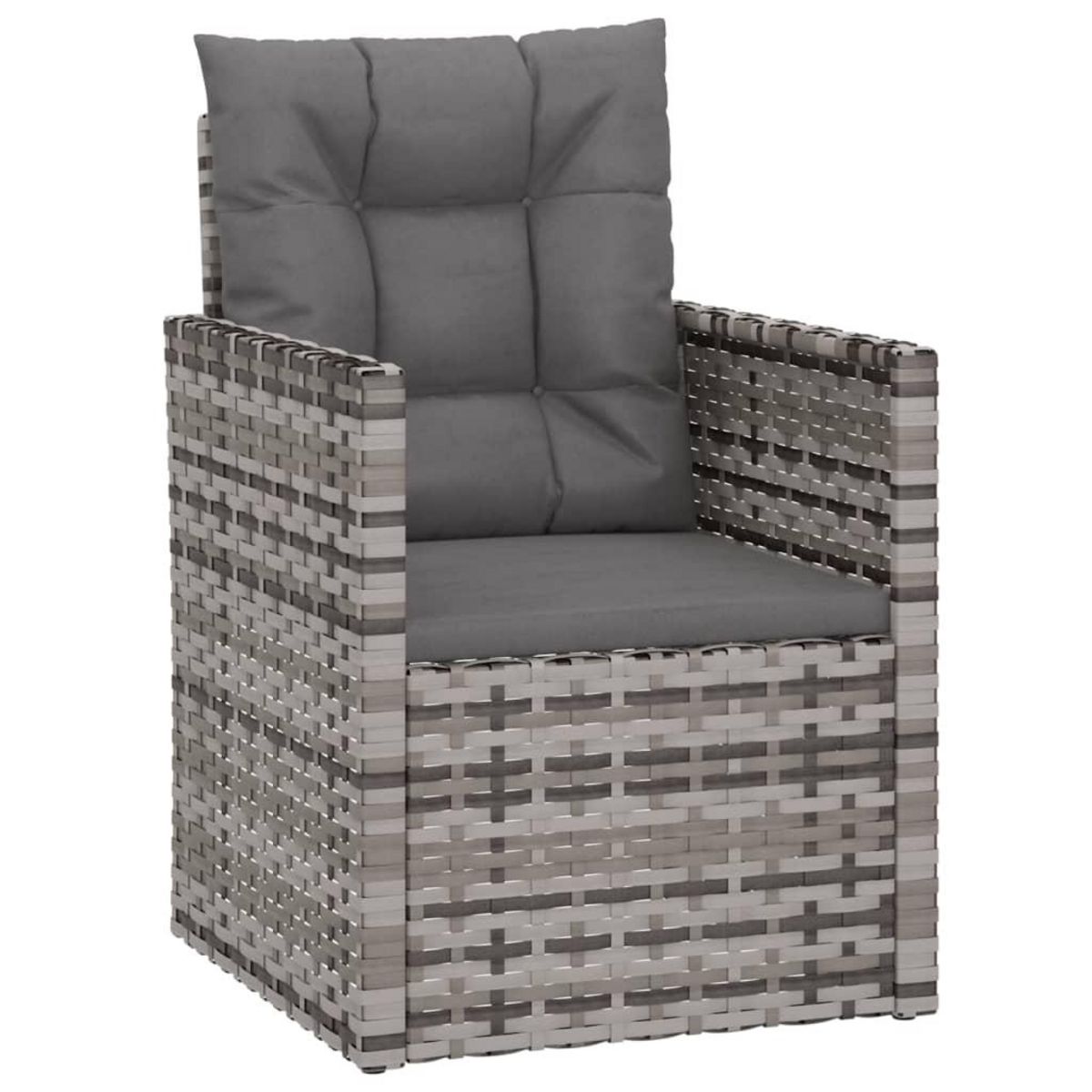 VIDAXL Fauteuil de jardin avec coussins Gris Resine tressee