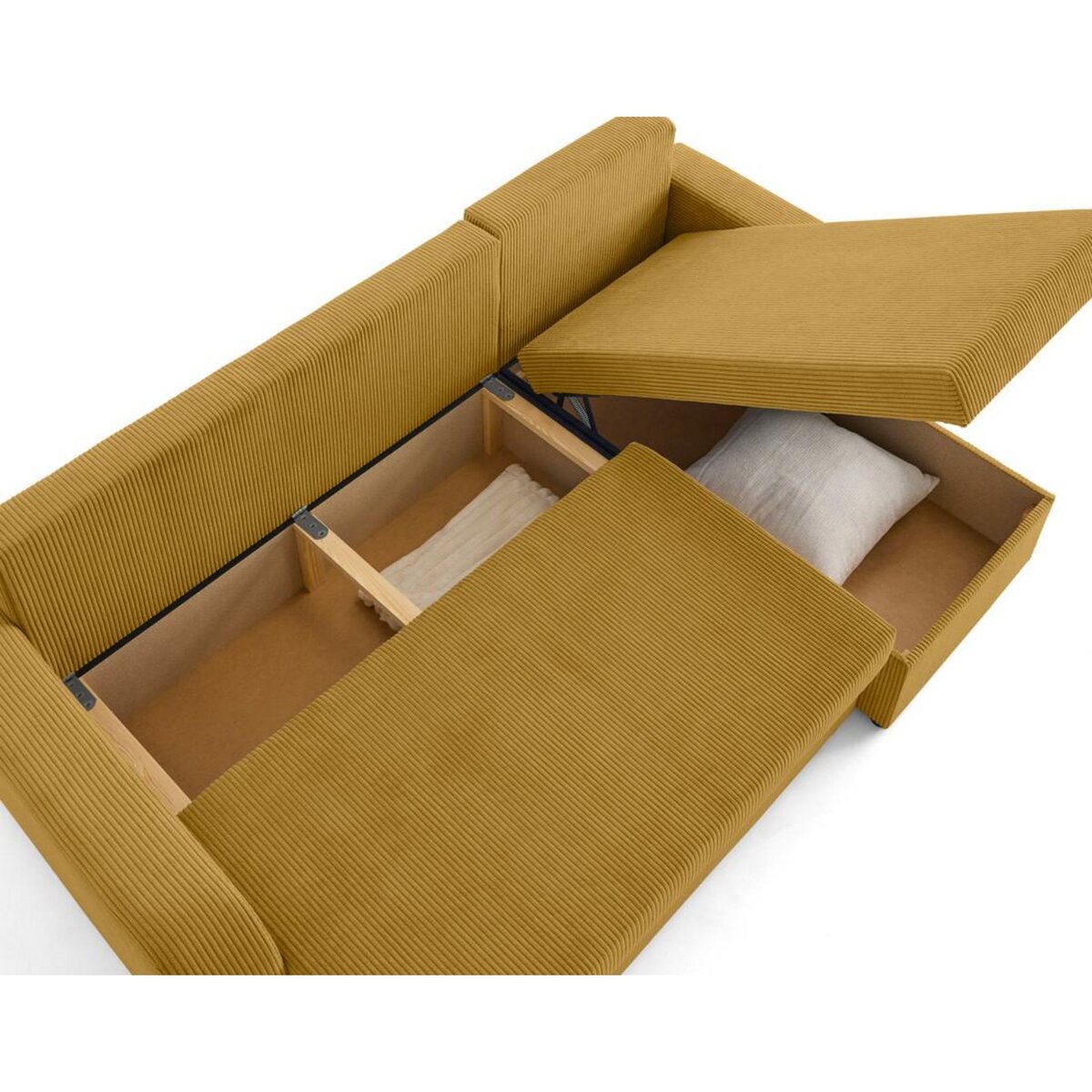 BEST MOBILIER Valos - canapé d'angle réversible - 4 places - convertible avec coffres - en velours côtelé