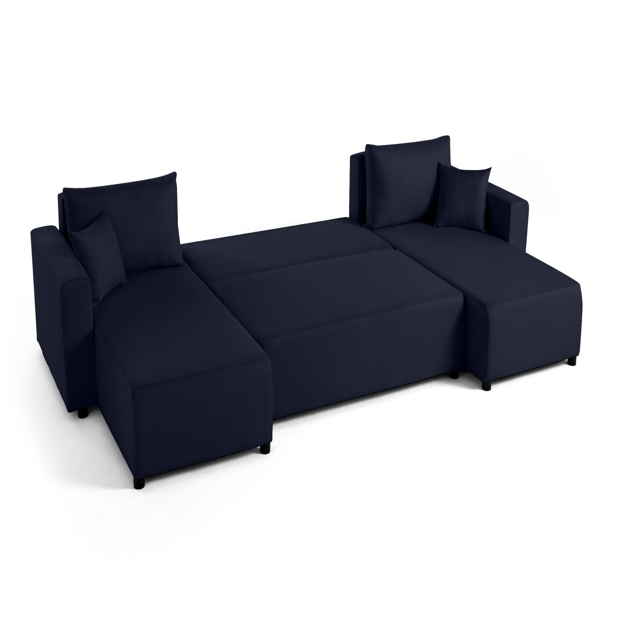 Voir la diapositive 3 : BEST MOBILIER Regala - canapé panoramique - 7 places - convertible avec coffre - en tissu