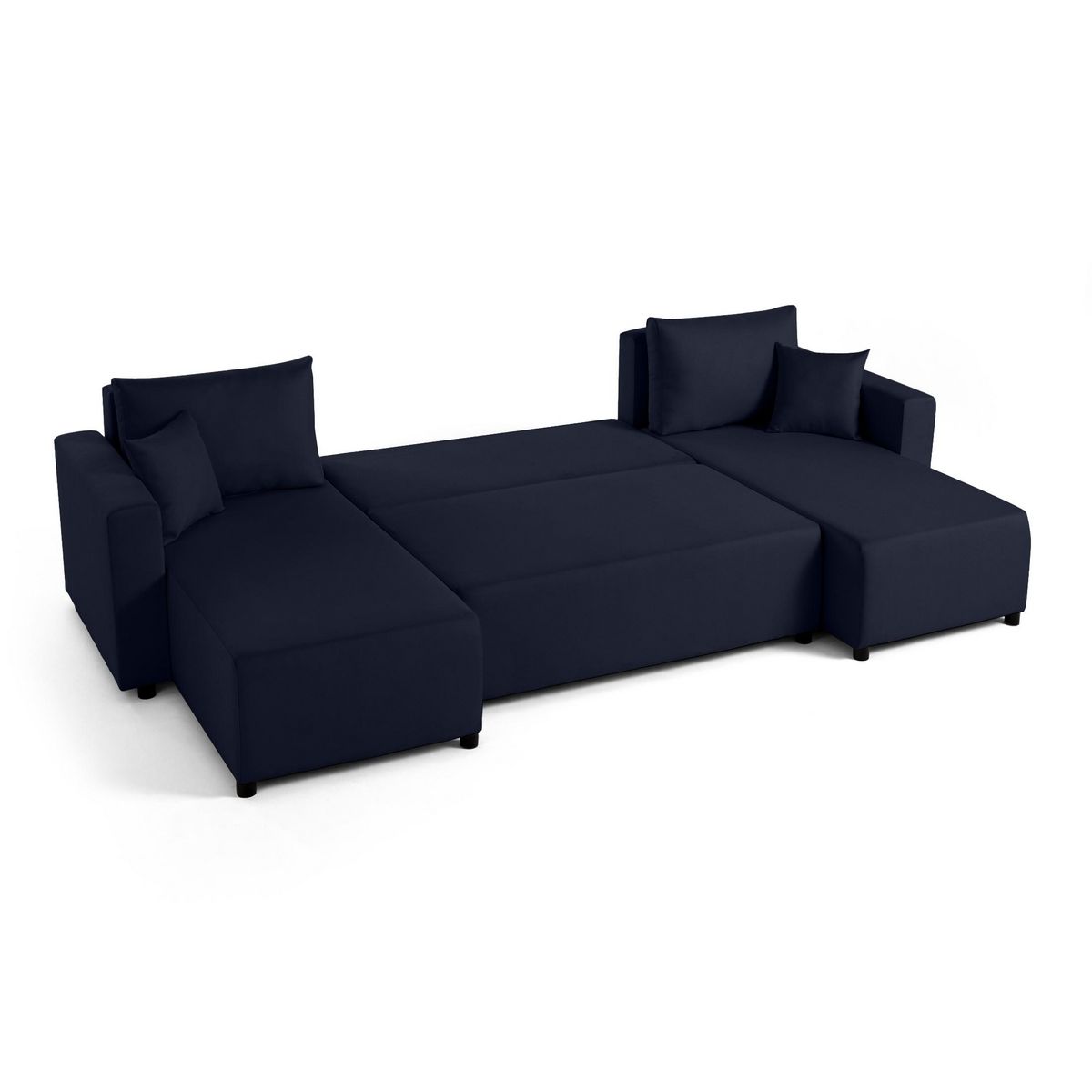 BEST MOBILIER Regala - canapé panoramique - 7 places - convertible avec coffre - en tissu