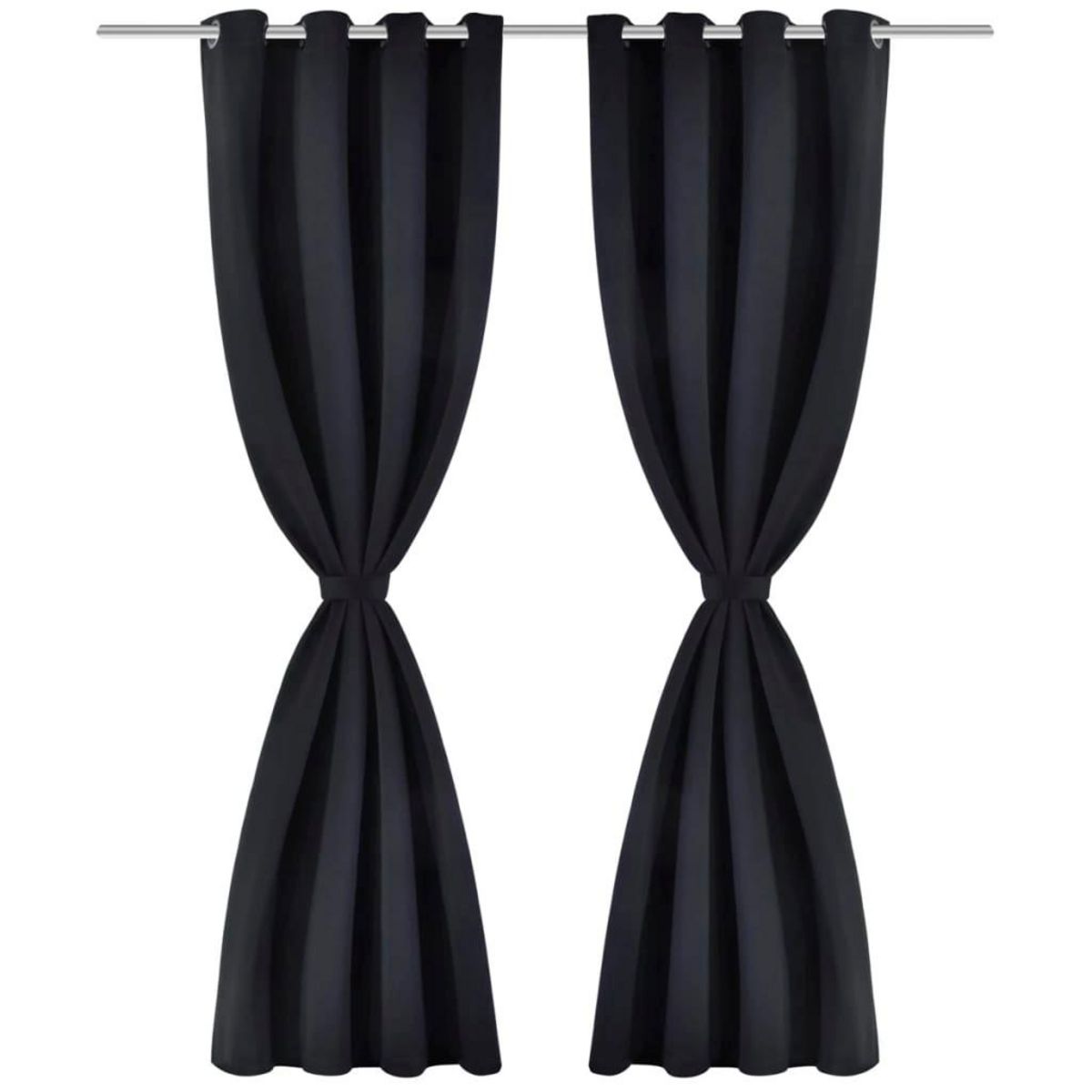 VIDAXL Rideau occultant 2 pcs avec œillets metalliques 135x175 cm Noir