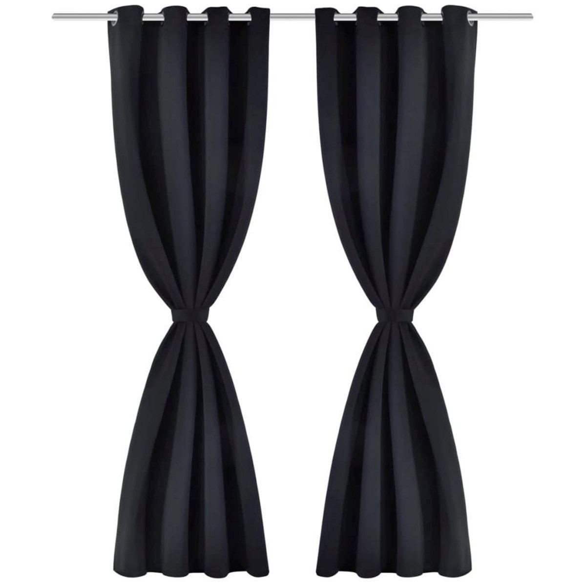 VIDAXL Rideau occultant 2 pcs avec œillets metalliques 135x175 cm Noir
