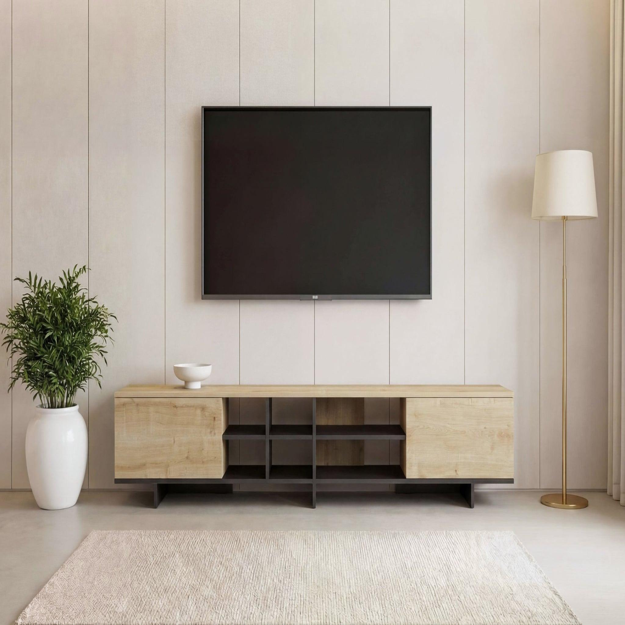 Voir la diapositive 2 : CASANOVA PARIS Calyo - meuble tv 2 portes 230cm en mélamine