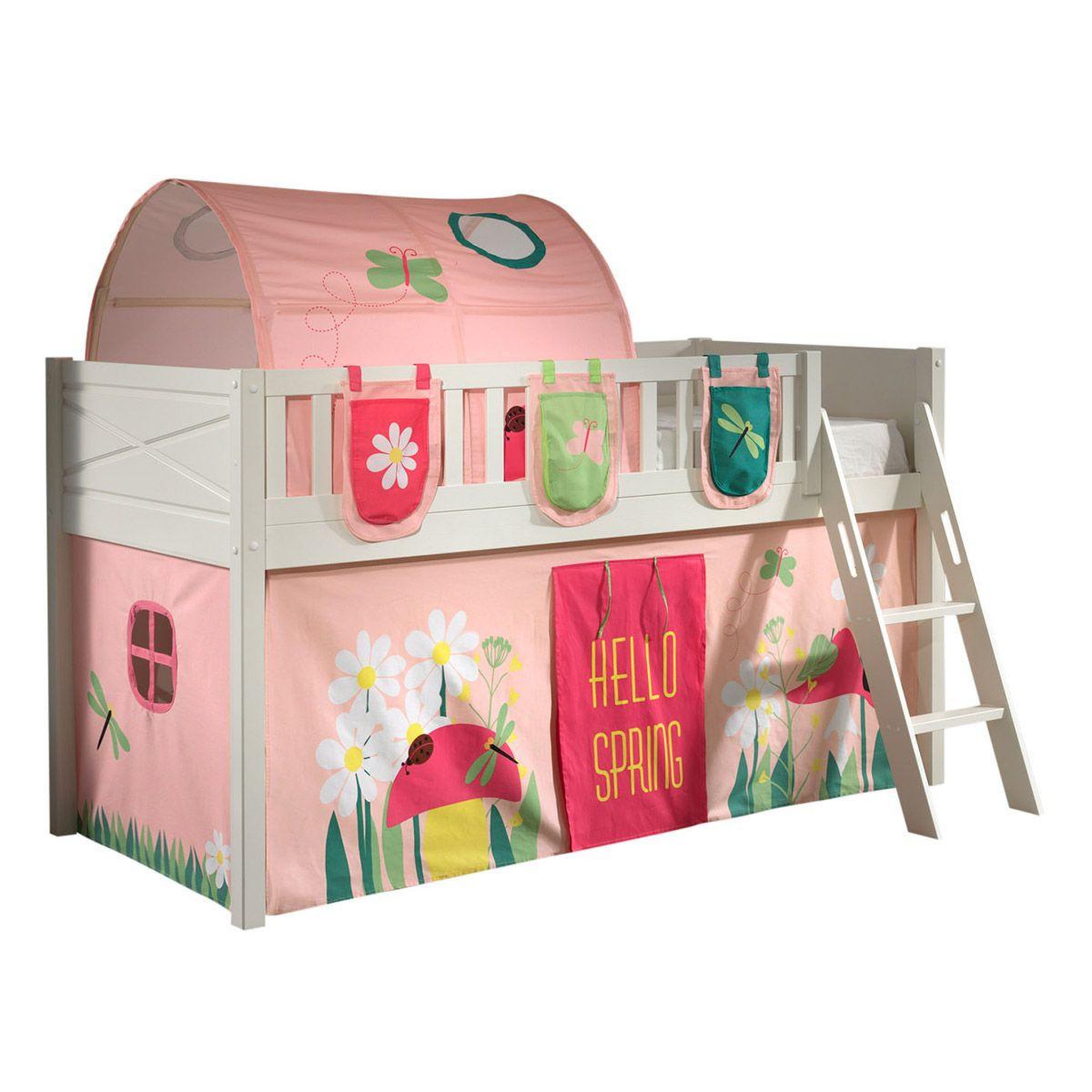 Paris Prix Lit enfant tente, tunnel & 3 pochettes  scott spring  90x200cm blanc